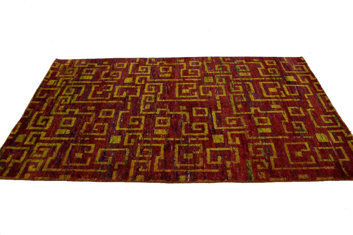Rusty Red Modern 4X6 Indo-Gabbeh Oriental Rug