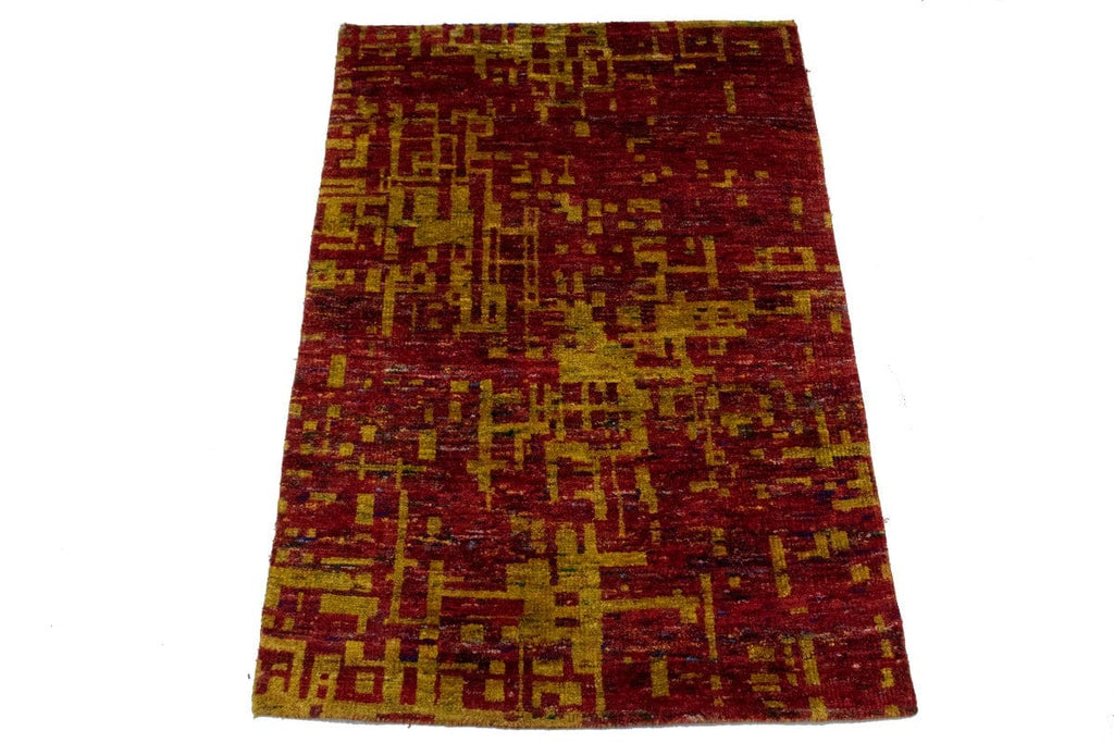 Multicolored Modern 3'8X5'6 Indo Gabbeh Oriental Rug