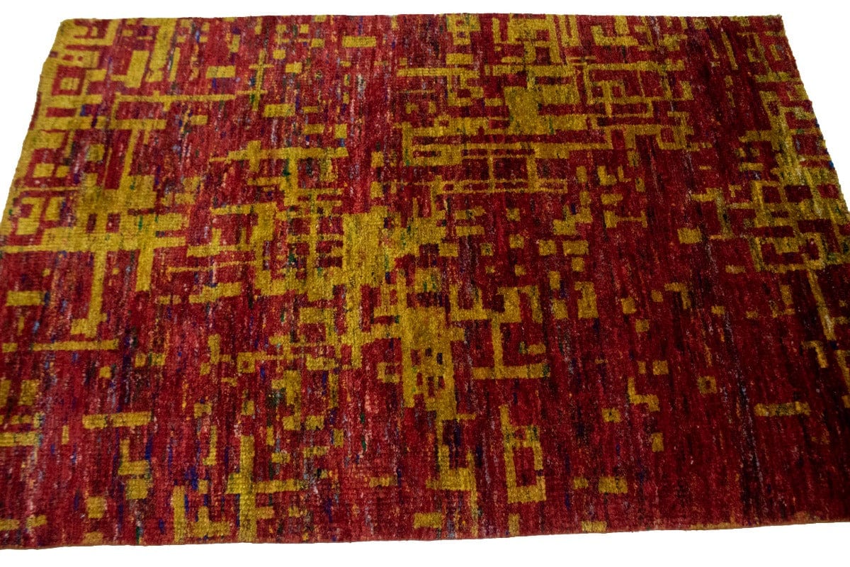 Multicolored Modern 3'8X5'6 Indo Gabbeh Oriental Rug