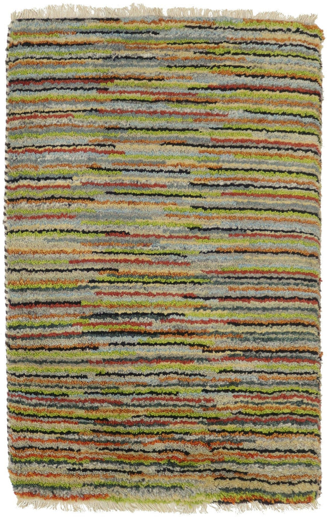 Multicolored Tribal Stripes 2X3 Indo-Gabbeh Oriental Rug