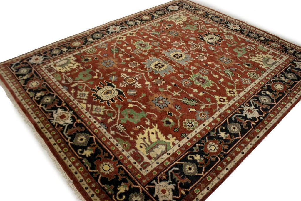 Rusty Red Floral Tribal 8X10 Indo-Mahal Oriental Rug