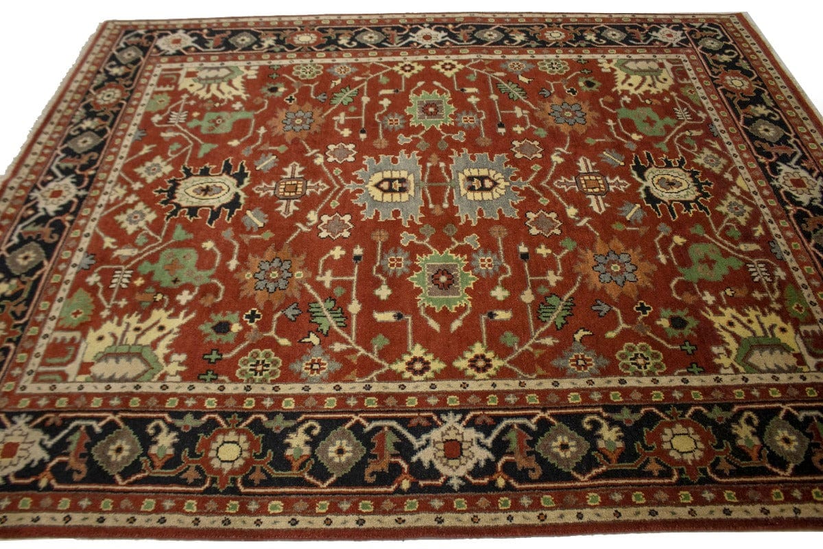 Rusty Red Floral Tribal 8X10 Indo-Mahal Oriental Rug