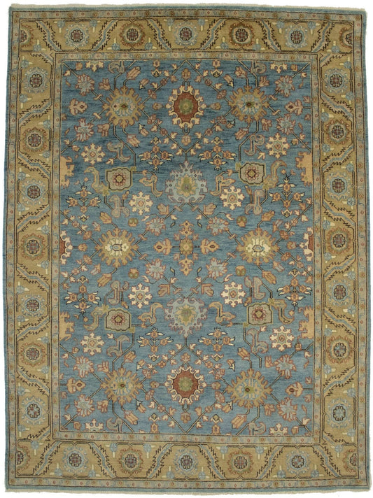 Blue Floral 9X12 Indo-Mahal Oriental Rug