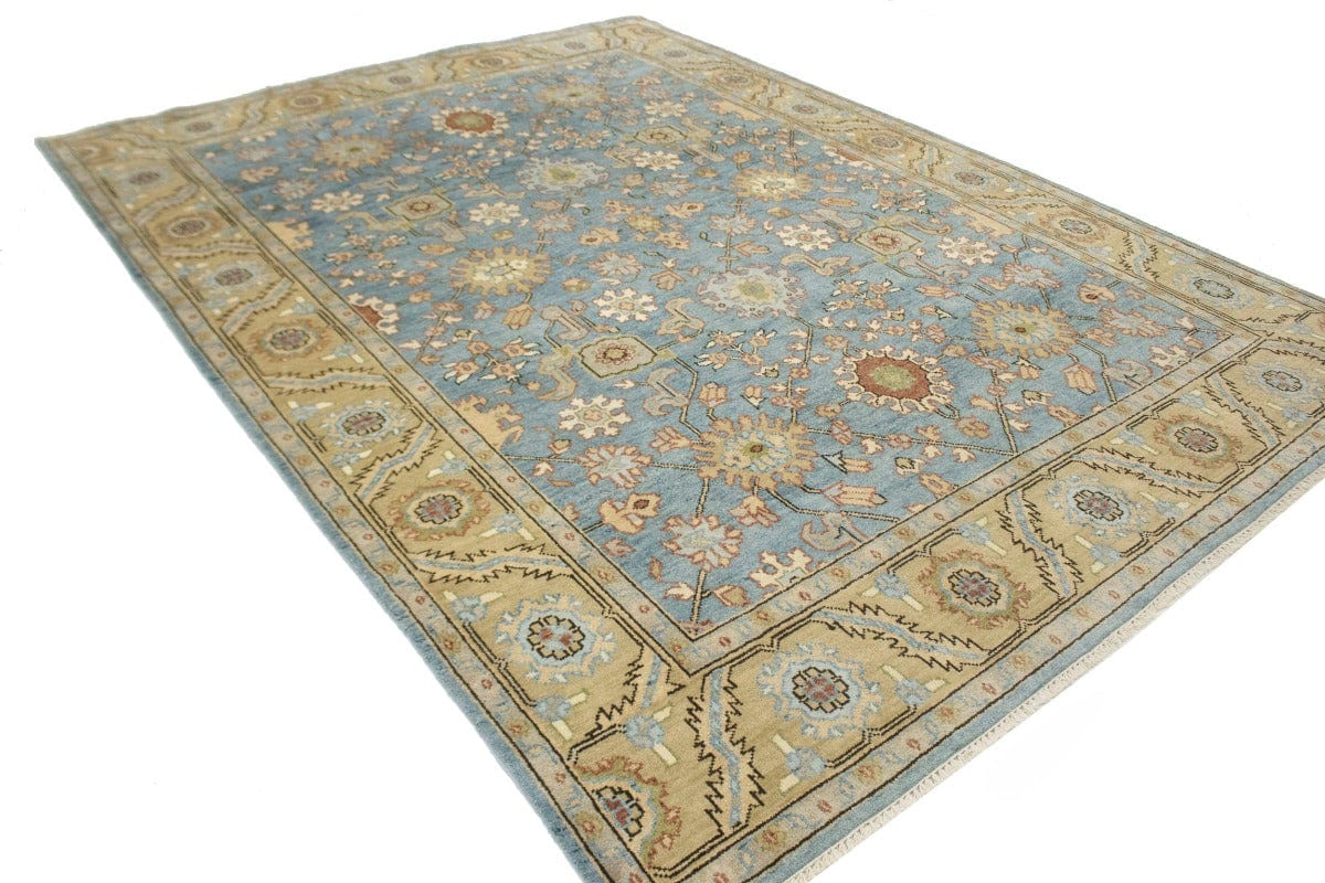 Blue Floral 9X12 Indo-Mahal Oriental Rug