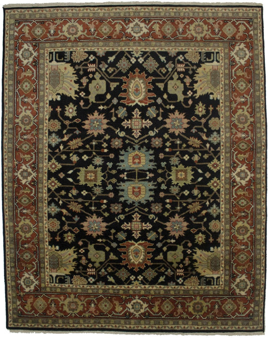 Dark Navy Floral 8X10 Indo-Mahal Oriental Rug