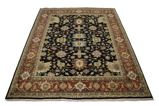 Dark Navy Floral 8X10 Indo-Mahal Oriental Rug