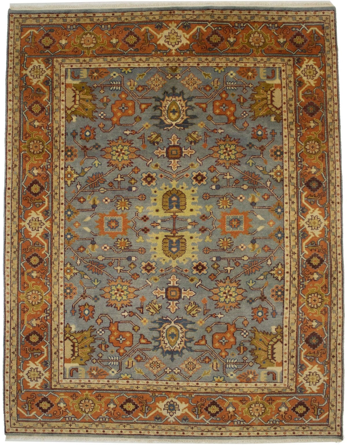 Gray Floral Tribal 8X10 Indo-Mahal Oriental Rug