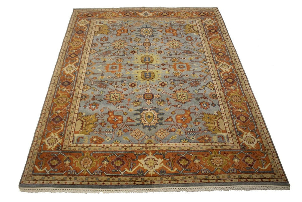 Gray Floral Tribal 8X10 Indo-Mahal Oriental Rug