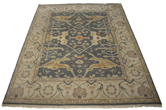 Gray Floral 8X10 Oushak Oriental Rug