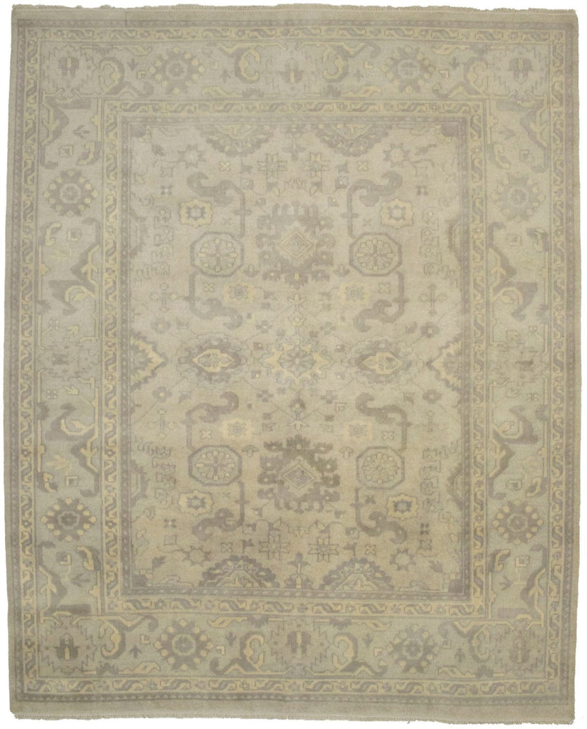 Muted Beige Floral 8X10 Oushak Chobi Oriental Rug