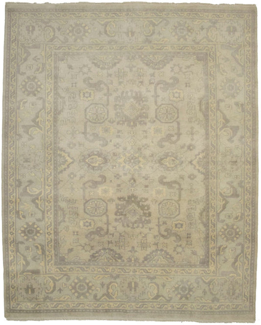 Muted Beige Floral 8X10 Oushak Chobi Oriental Rug