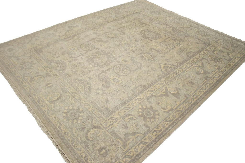 Muted Beige Floral 8X10 Oushak Chobi Oriental Rug