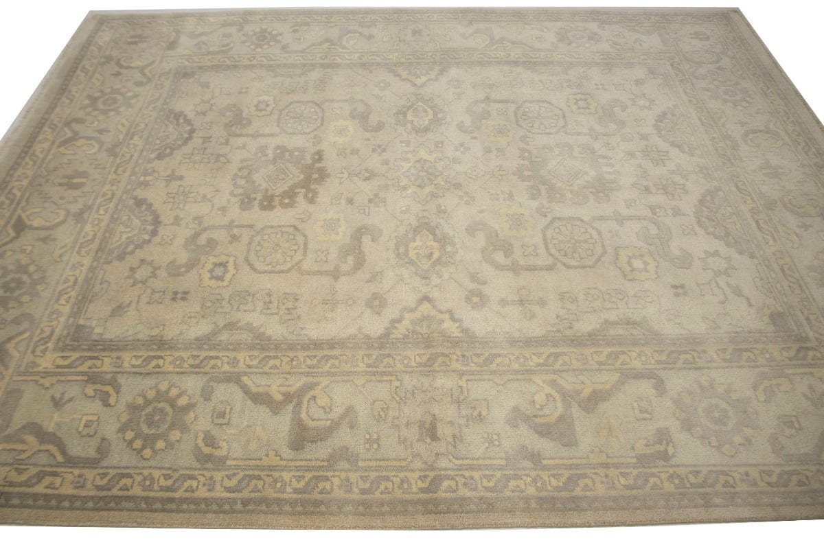 Muted Beige Floral 8X10 Oushak Chobi Oriental Rug