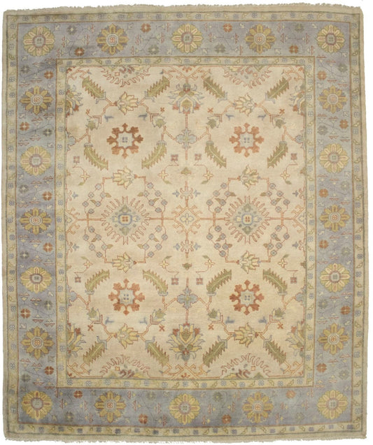 Cream Floral 8X10 Traditional Oushak Chobi Oriental Rug