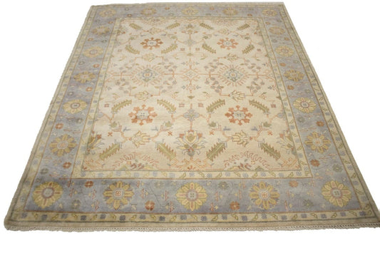 Cream Floral 8X10 Traditional Oushak Chobi Oriental Rug