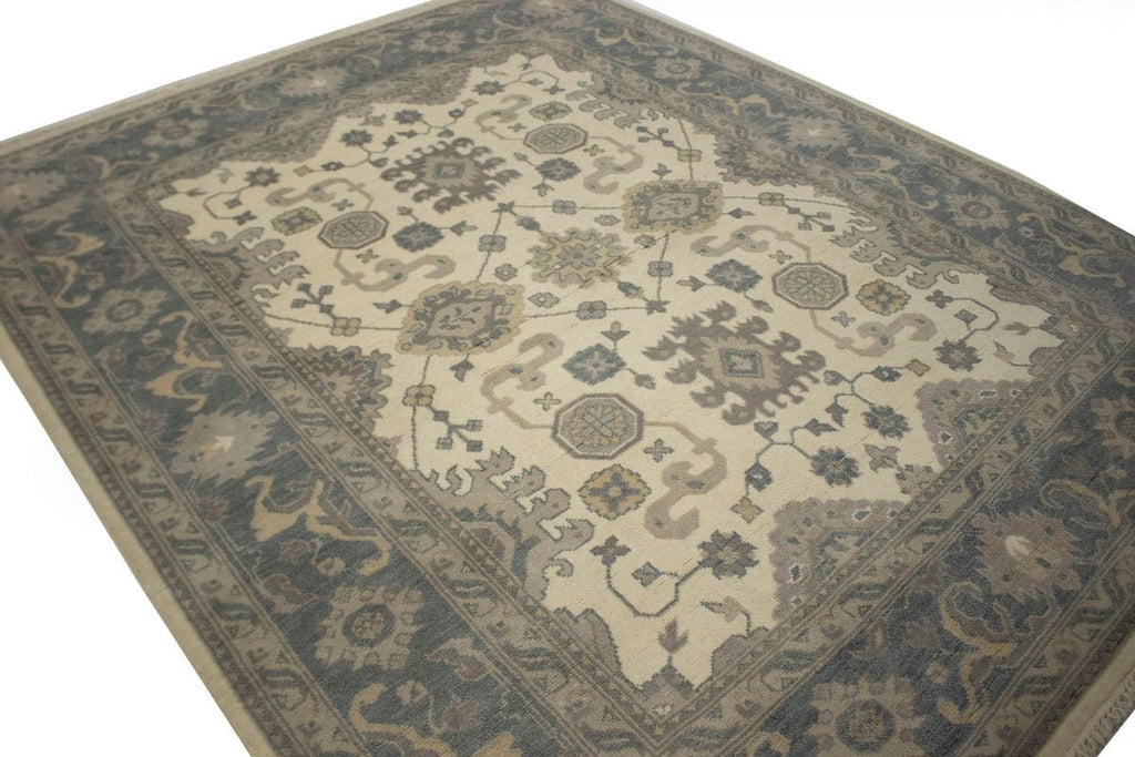 Cream Gray Floral 8X10 Traditional Oushak Chobi Oriental Rug