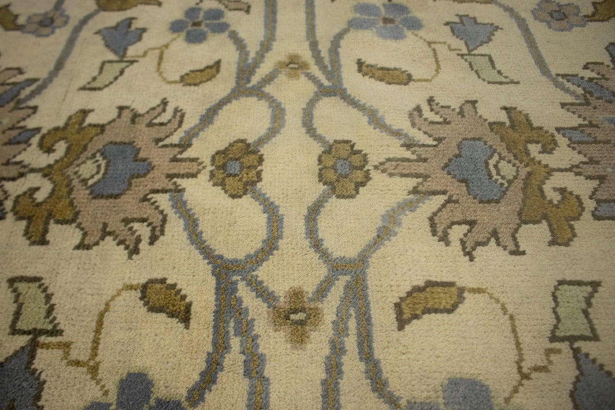 Cream Khaki Floral 8X10 Oushak Chobi Oriental Rug