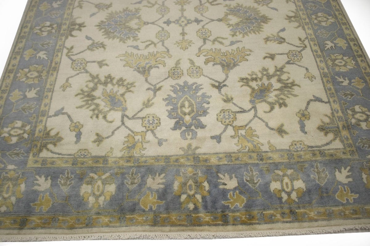 Muted Cream Floral 8X10 Traditional Oushak Chobi Oriental Rug