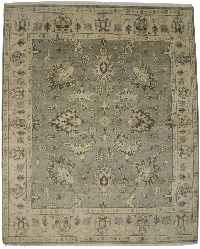 Gray Floral 8X10 Oushak Chobi Oriental Rug