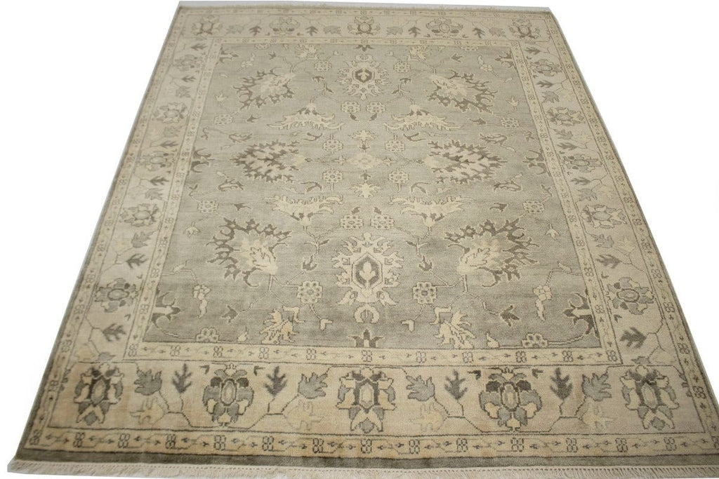 Gray Floral 8X10 Oushak Chobi Oriental Rug