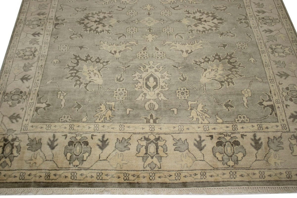 Gray Floral 8X10 Oushak Chobi Oriental Rug