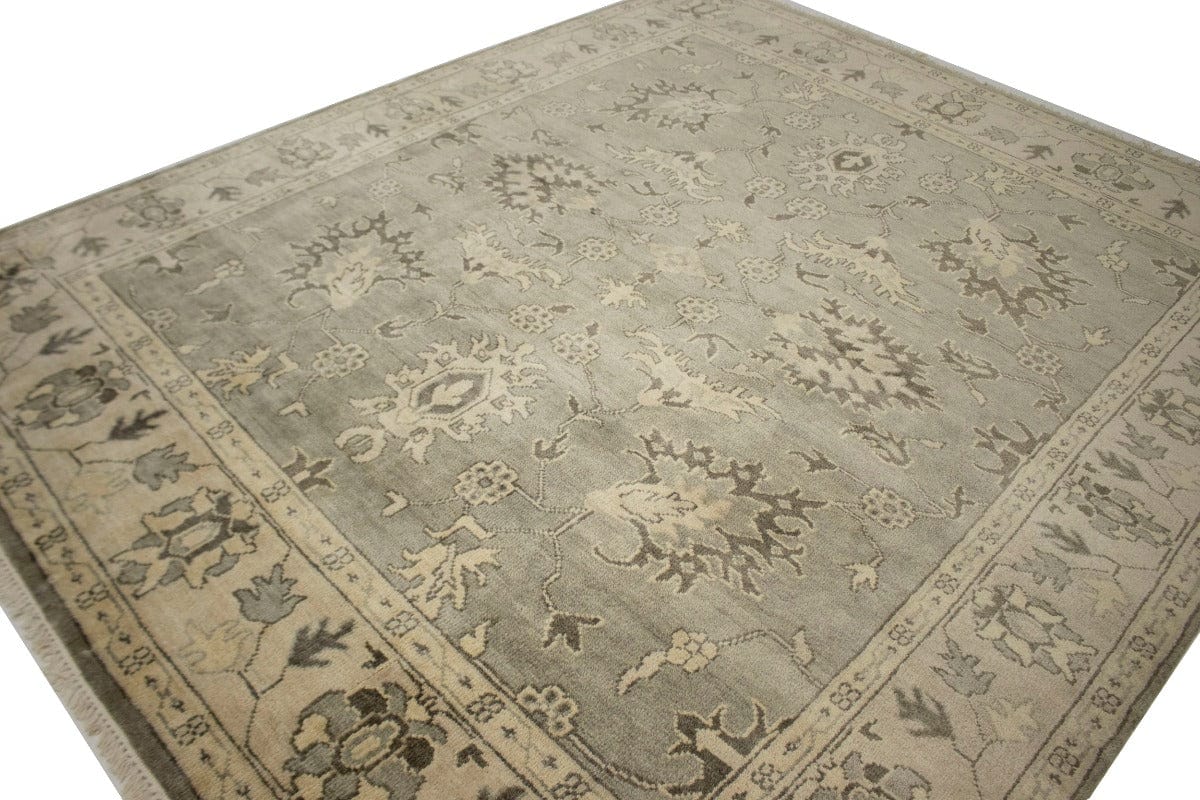 Gray Floral 8X10 Oushak Chobi Oriental Rug