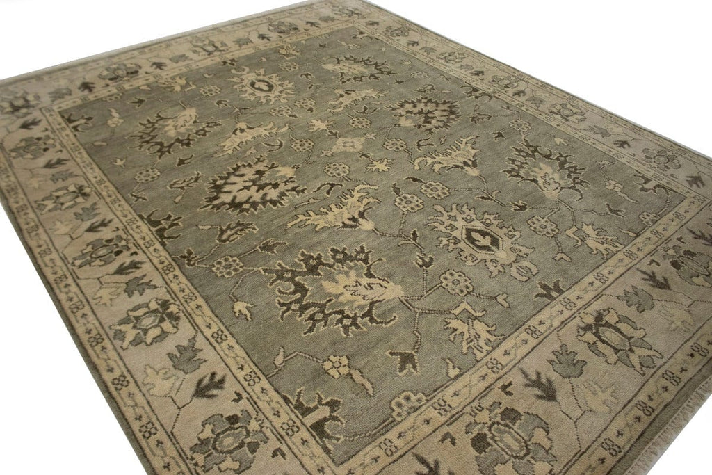 Gray Floral 8X10 Oushak Chobi Oriental Rug