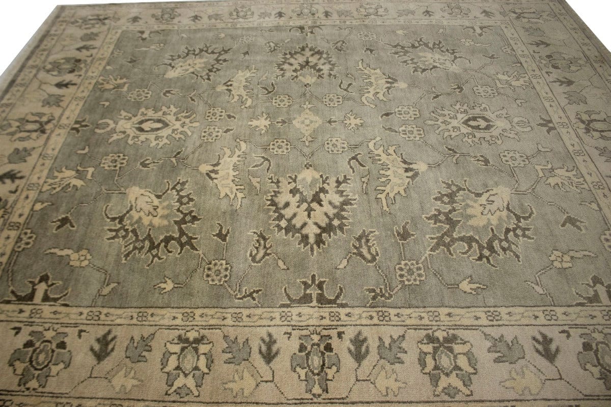 Gray Floral 8X10 Oushak Chobi Oriental Rug