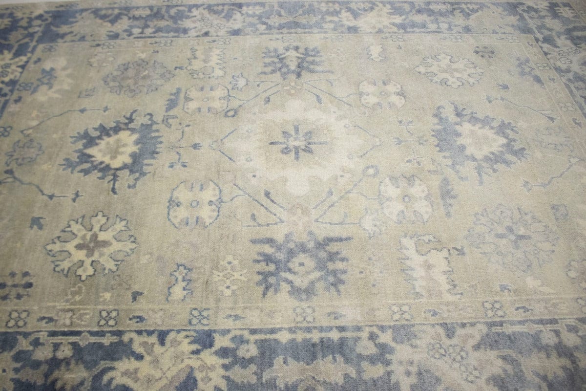 Beige Floral 7X10 Oushak Chobi Oriental Rug