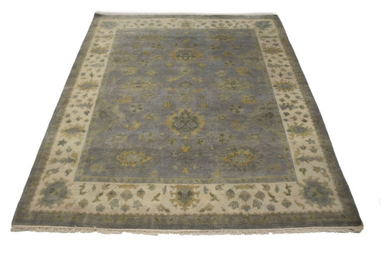 Gray Floral 8X10 Oushak Chobi Oriental Rug