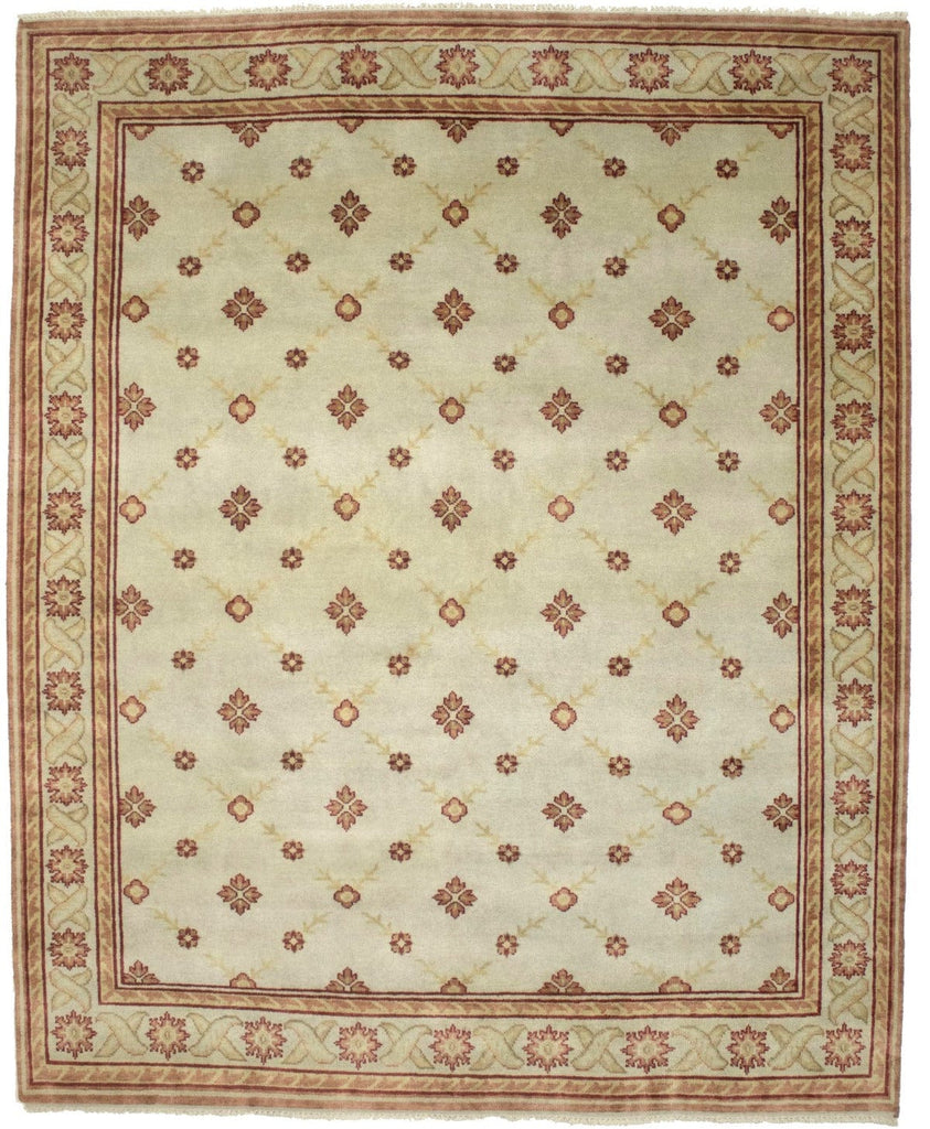 Beige Casual Floral 8X10 Oushak Chobi Oriental Rug