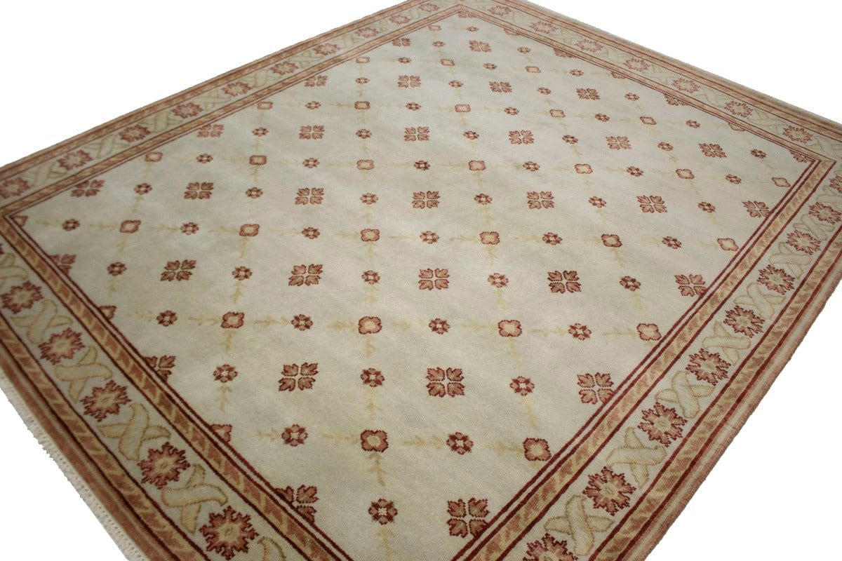 Beige Casual Floral 8X10 Oushak Chobi Oriental Rug