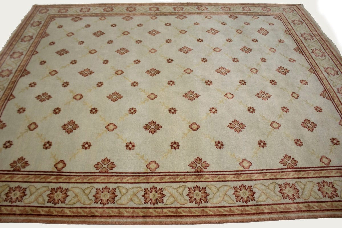 Beige Casual Floral 8X10 Oushak Chobi Oriental Rug