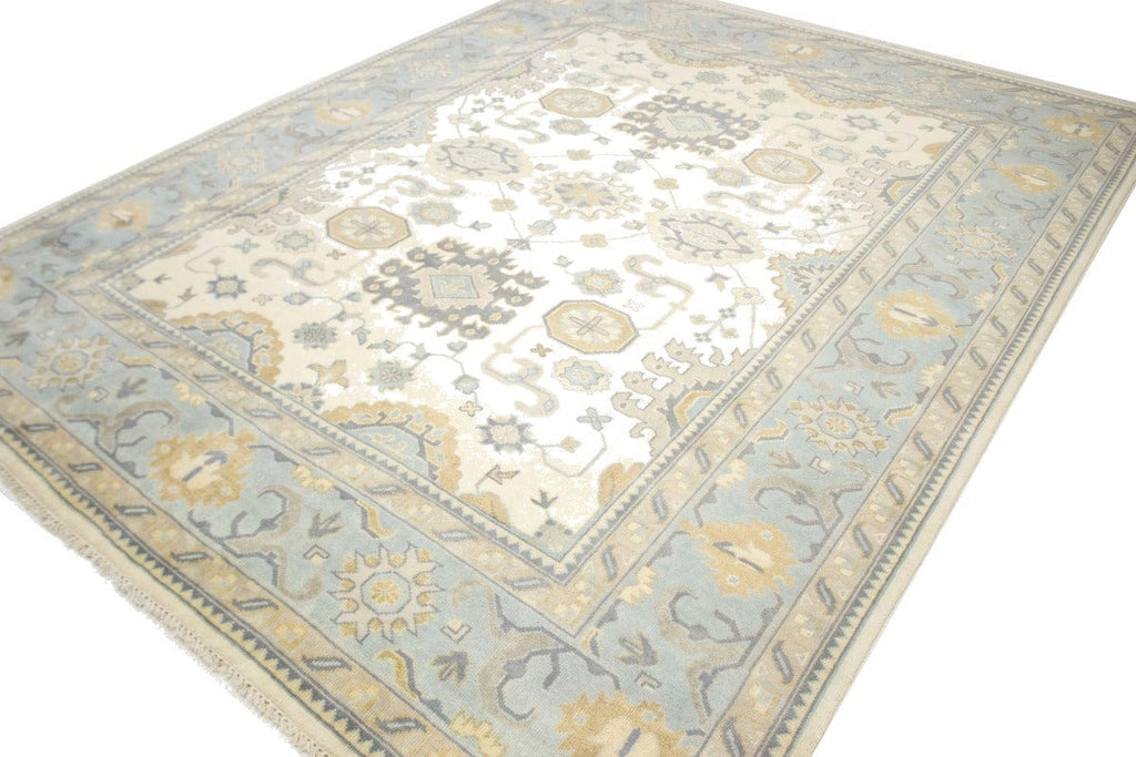 Floral Cream 9X12 Oushak Chobi Oriental Rug