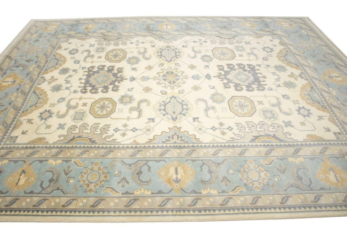 Floral Cream 9X12 Oushak Chobi Oriental Rug