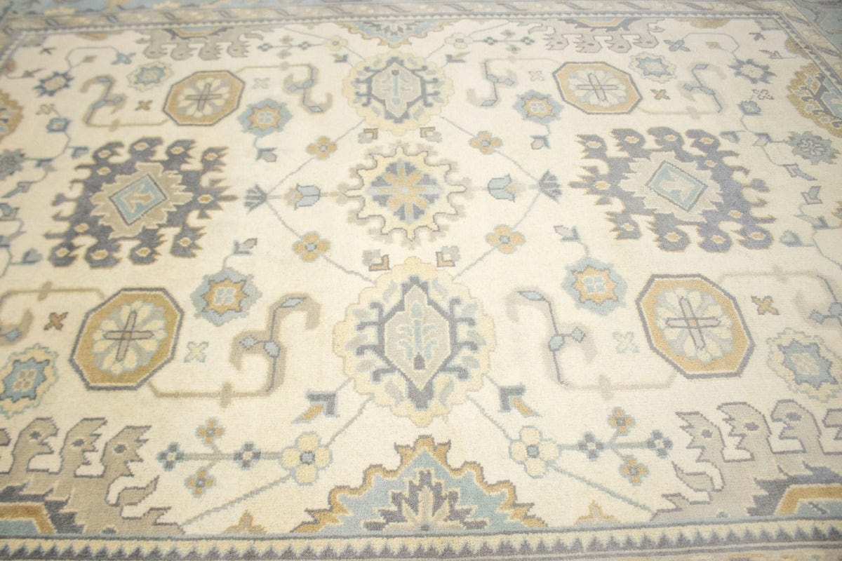 Floral Cream 9X12 Oushak Chobi Oriental Rug