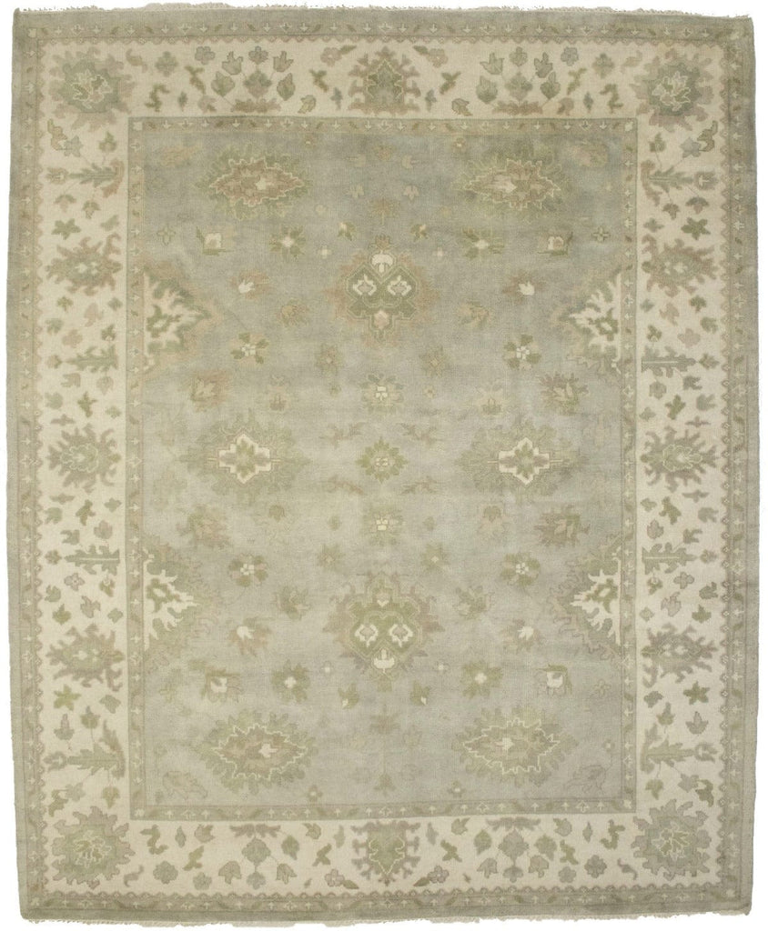 Light Gray Floral 8X10 Oushak Chobi Oriental Rug