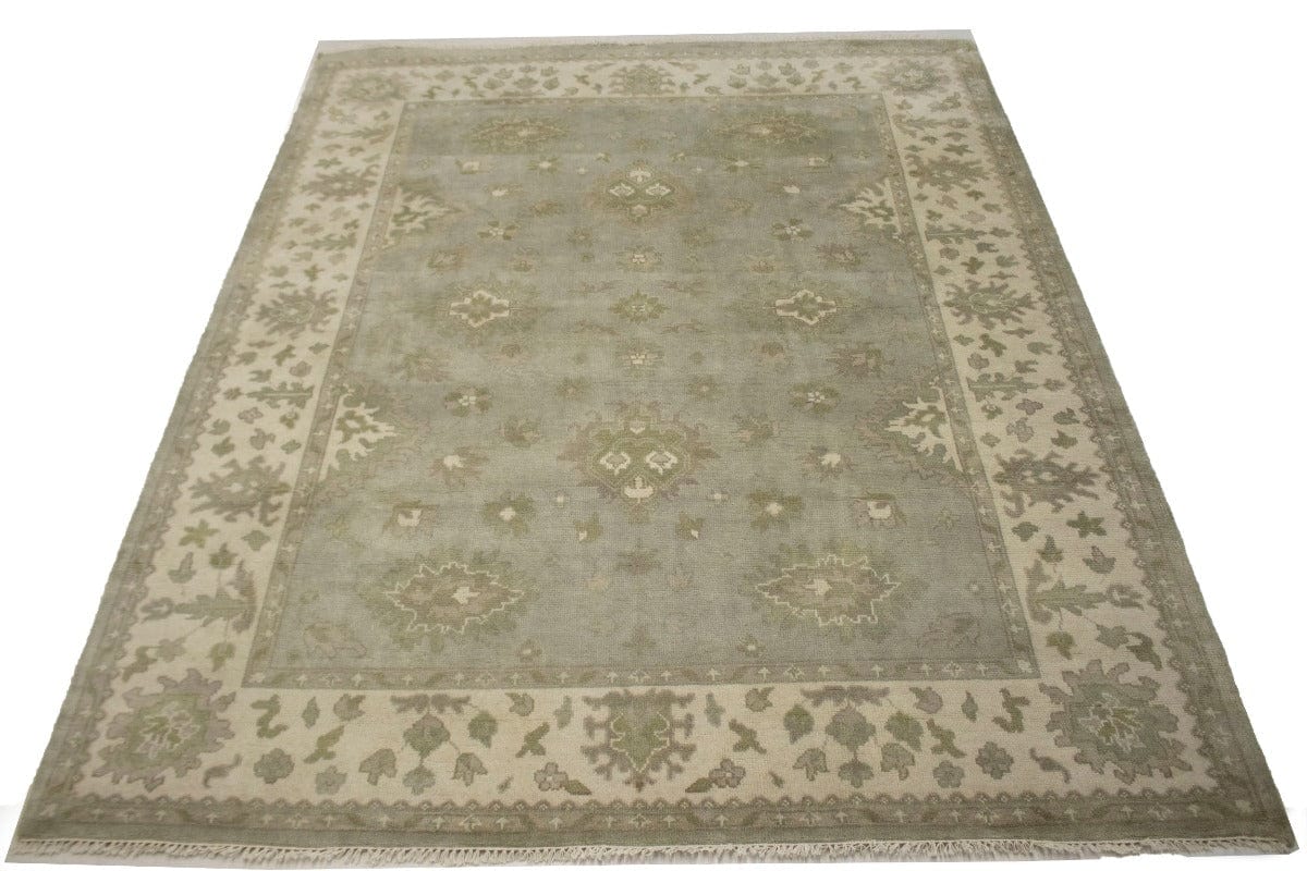 Light Gray Floral 8X10 Oushak Chobi Oriental Rug