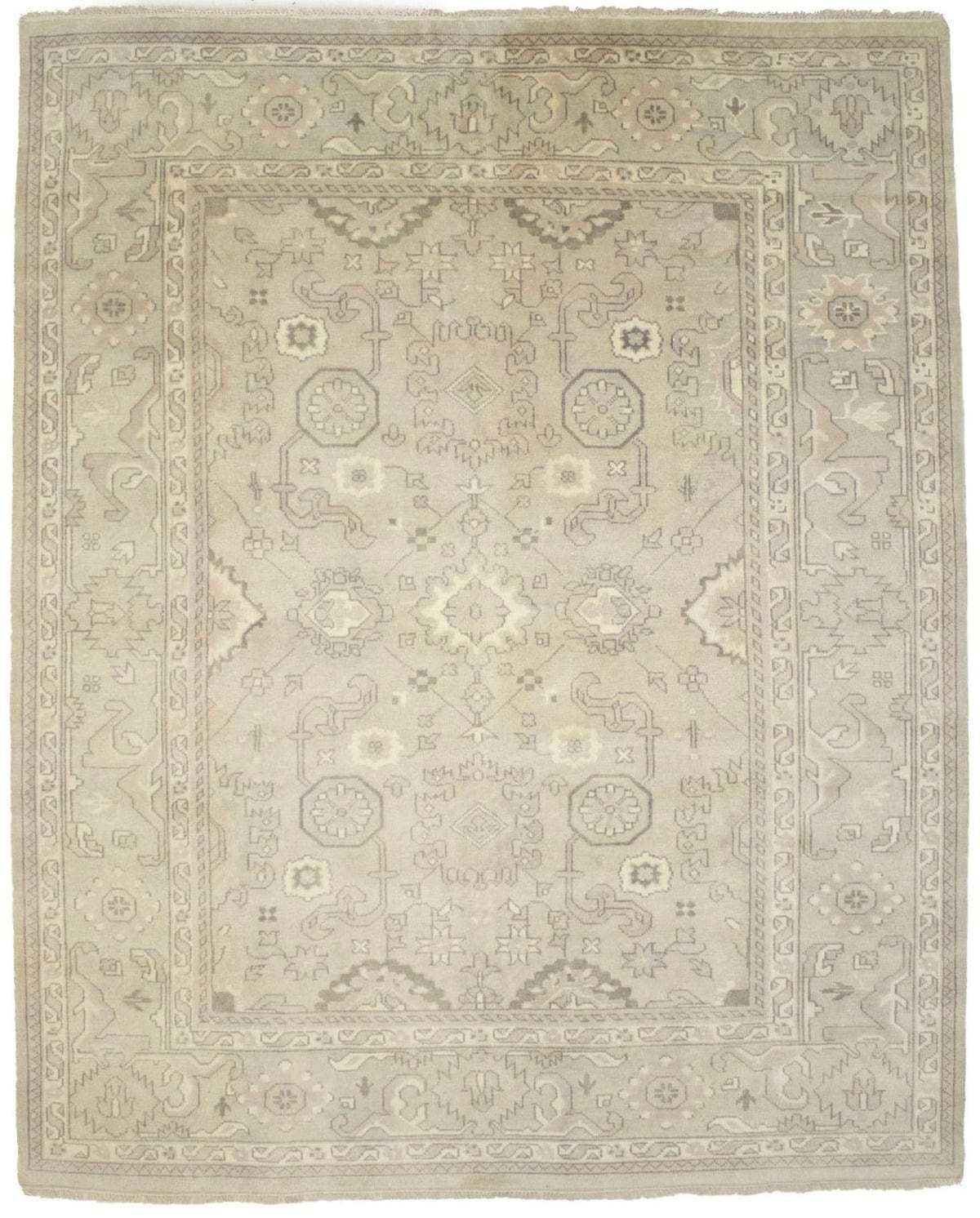 Beige Floral Traditional 8X10 Oushak Chobi Oriental Rug