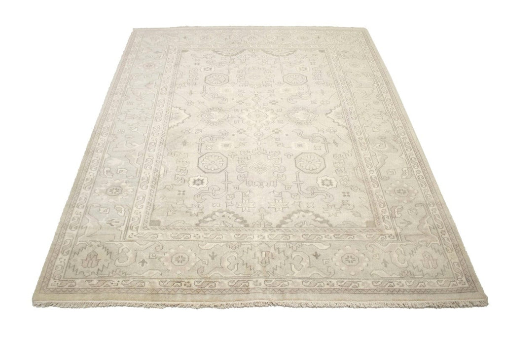 Beige Floral Traditional 8X10 Oushak Chobi Oriental Rug