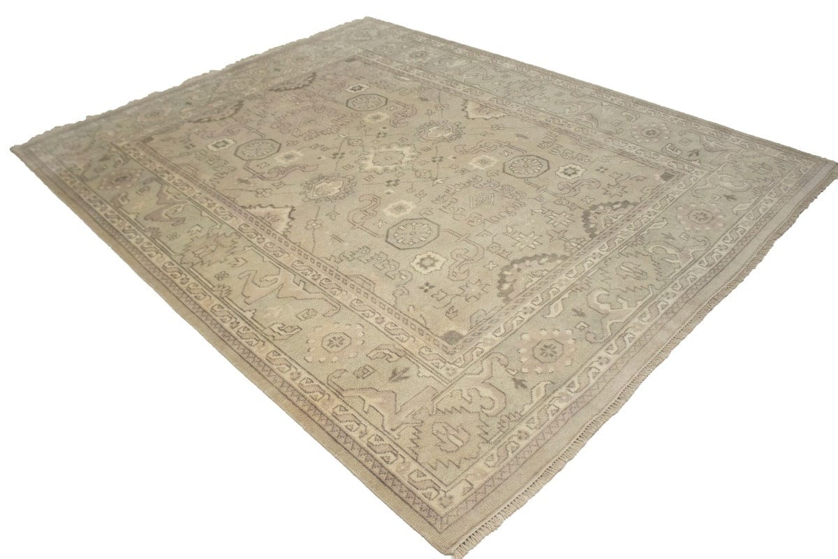 Beige Floral Traditional 8X10 Oushak Chobi Oriental Rug