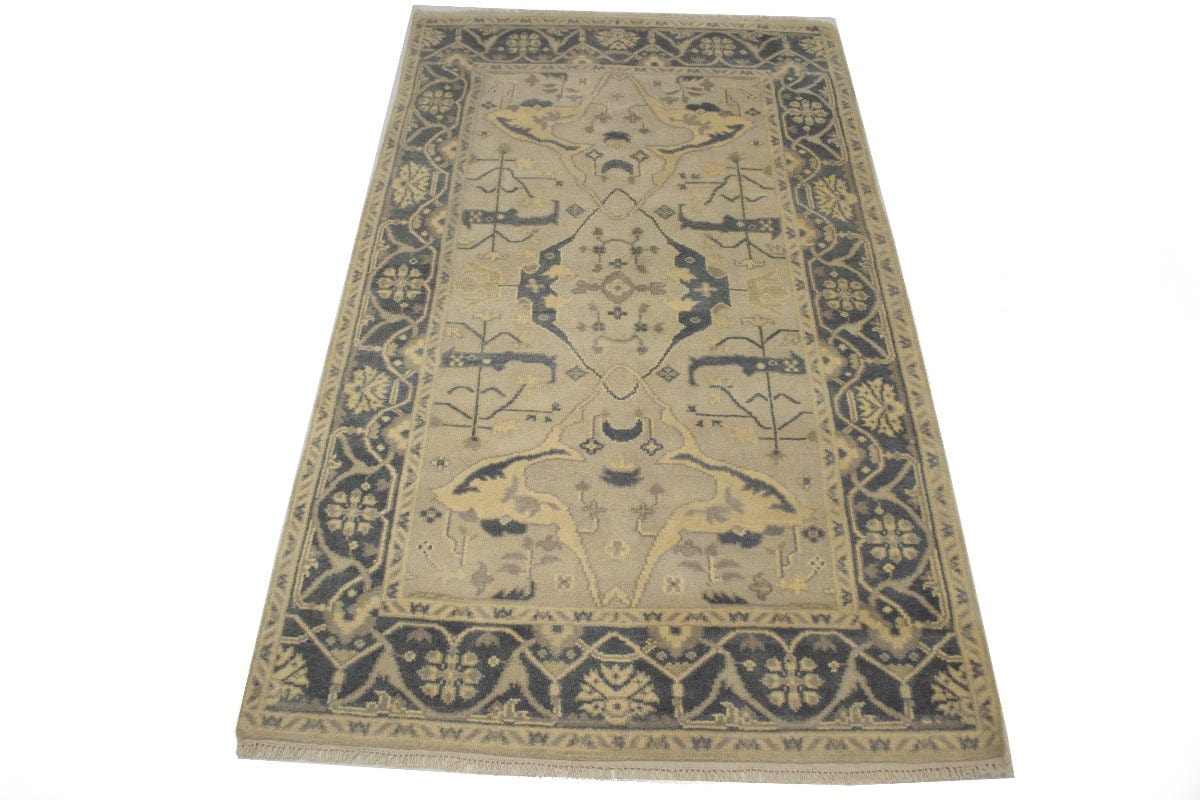 Beige Floral 5X8 Oushak Oriental Rug