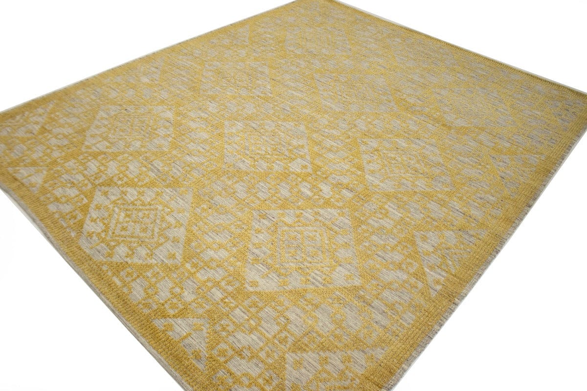 Beige & Gold Geometric 8X10 Modern Oriental Rug