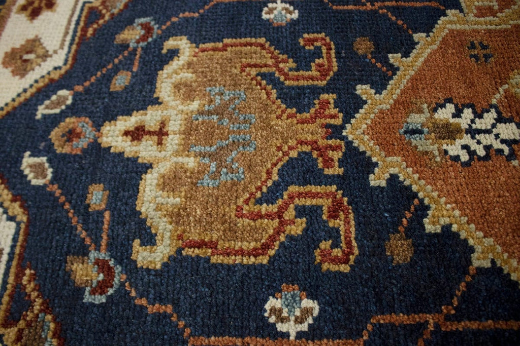 Navy Blue Floral 8X10 Heriz Serapi Oriental Rug