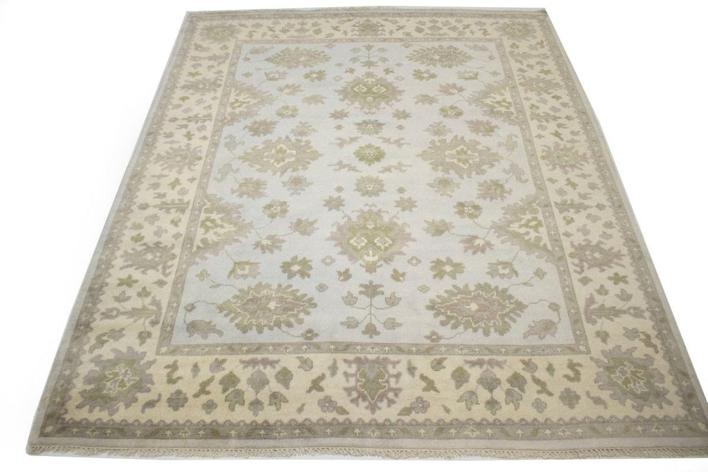 Light Mint Floral 8X10 Oushak Chobi Oriental Rug