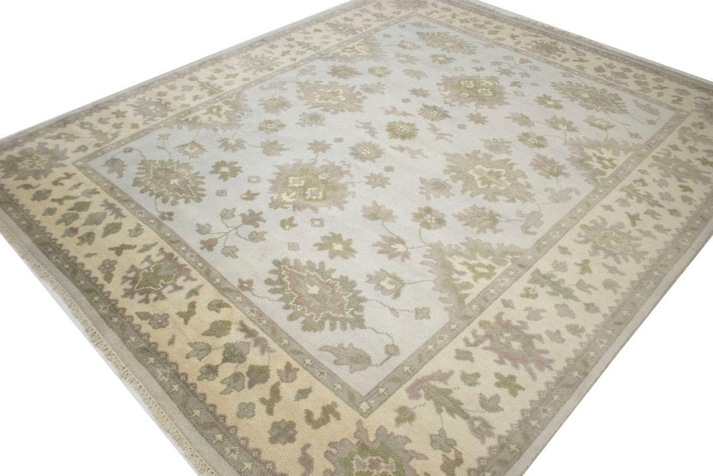 Light Mint Floral 8X10 Oushak Chobi Oriental Rug