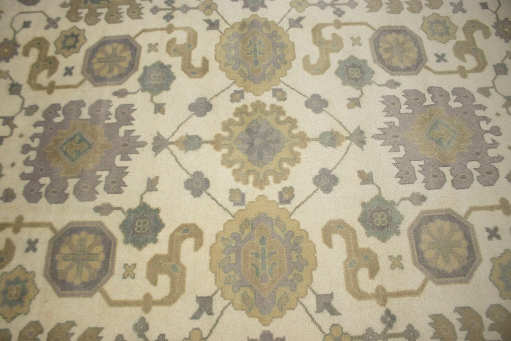 Cream Green Floral 9X12 Oushak Chobi Oriental Rug