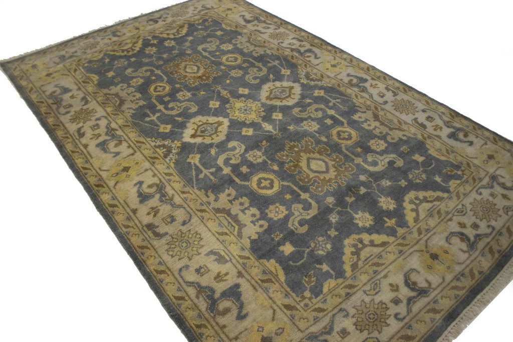 Gray Floral 6X9 Oushak Chobi Oriental Rug