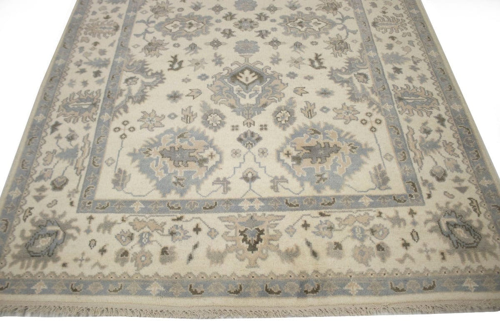 Muted Cream Floral 6X9 Oushak Chobi Oriental Rug