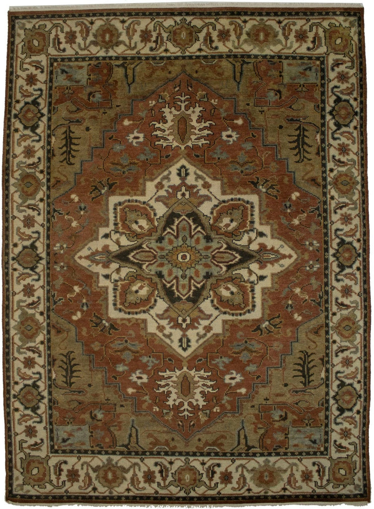 Rust Floral 9X12 Heriz Serapi Oriental Rug